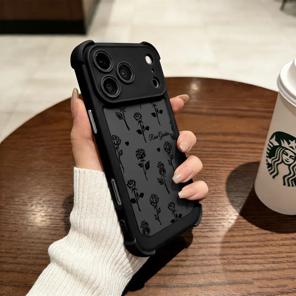 Rose Garden Phone Case Elegant Floral Print Design Compatible with Iphone 17 Pro Max 16 Pro Max 15 Pro 14 13 12 11 Series Simple Color Matching