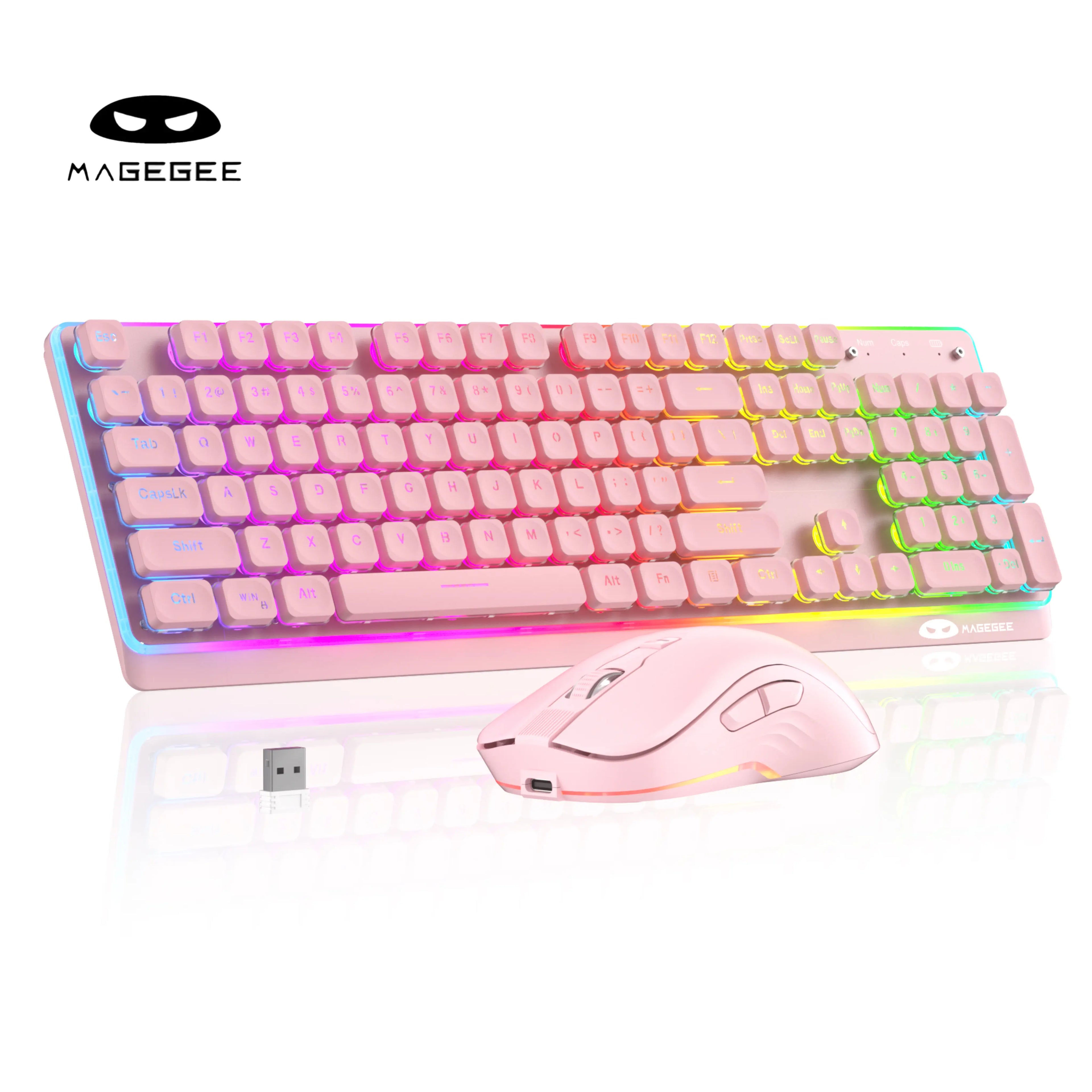 MAGEGEE TS97 Wireless Keyboard & Mouse Combo, RGB Backlit, ABS Shine-Though Keycaps, Silent Typing, Fully Compatible with Win/Macos System for Gaming / Office.