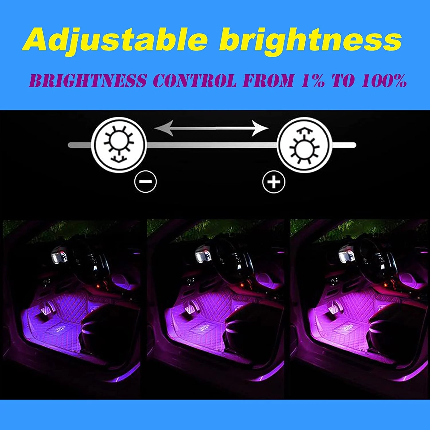 Transform your ride with our 4 Pcs Multi-Color LED Car Light Strips! 🎶✨ Sync with your music and control via app for the ultimate vibe! 🚗💡 #CarGlow #InteriorLighting