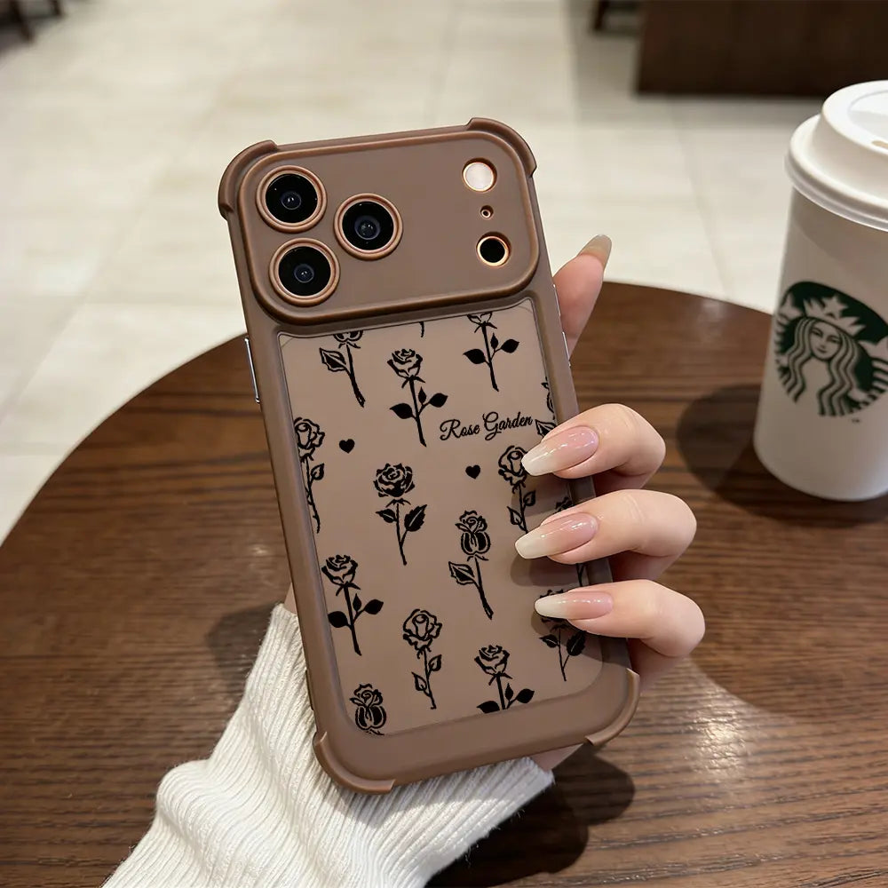 Rose Garden Phone Case Elegant Floral Print Design Compatible with Iphone 17 Pro Max 16 Pro Max 15 Pro 14 13 12 11 Series Simple Color Matching