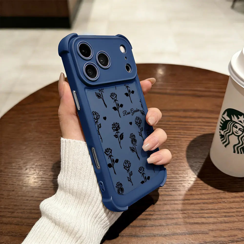 Rose Garden Phone Case Elegant Floral Print Design Compatible with Iphone 17 Pro Max 16 Pro Max 15 Pro 14 13 12 11 Series Simple Color Matching