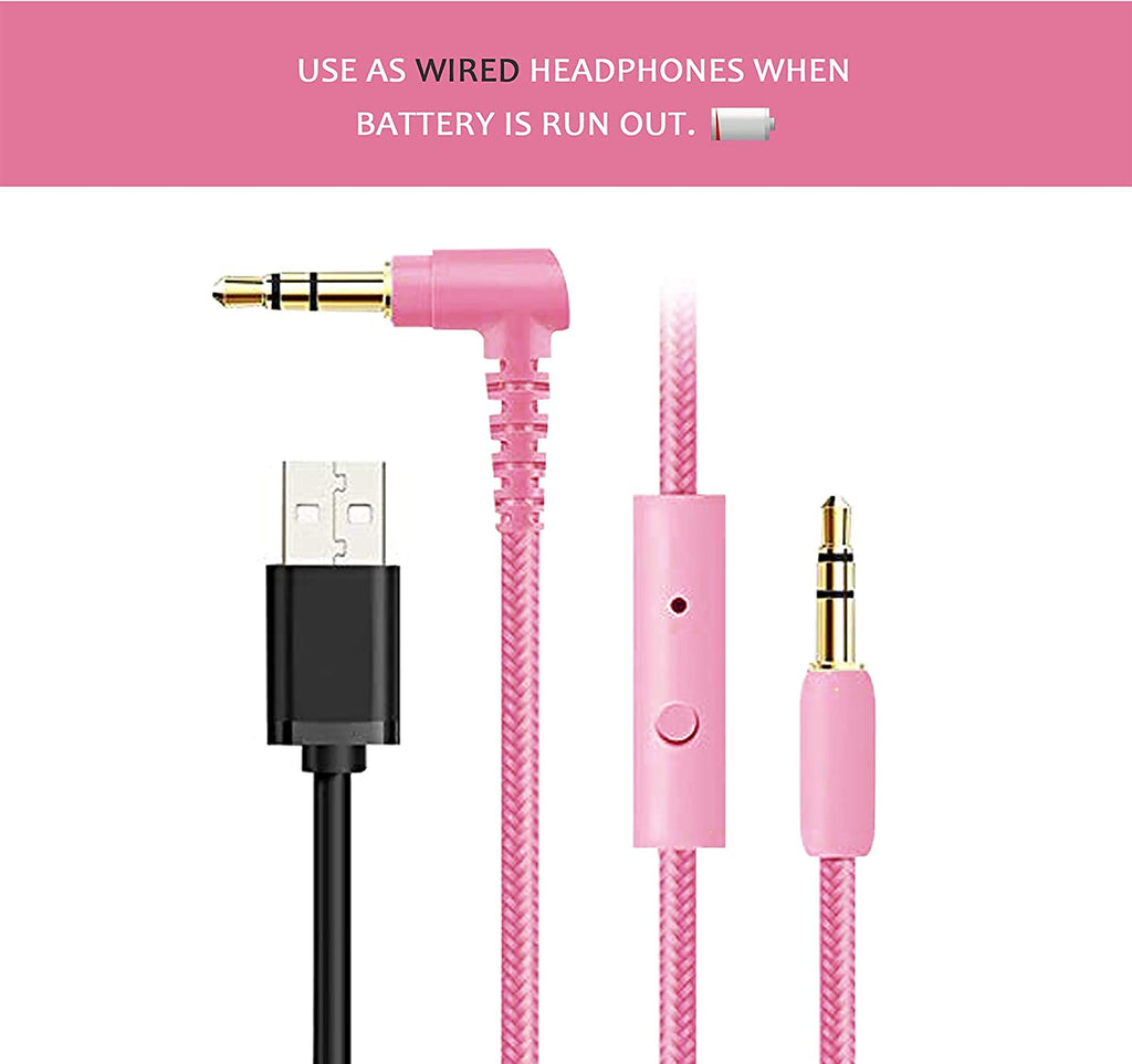 CT-7 Cat Ear Bluetooth Headphones for Kids - LED Light Up, Wireless Over-Ear Design with Microphone & Volume Control - Perfect for Travel, School, Smartphones, Laptops, and TVs (Pink & Green)