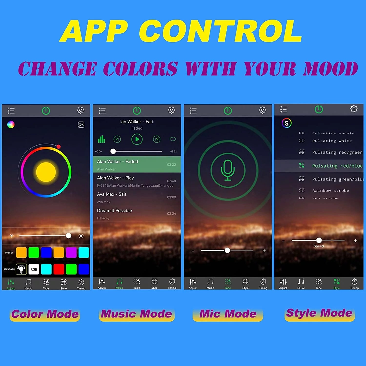 Transform your ride with our 4 Pcs Multi-Color LED Car Light Strips! 🎶✨ Sync with your music and control via app for the ultimate vibe! 🚗💡 #CarGlow #InteriorLighting