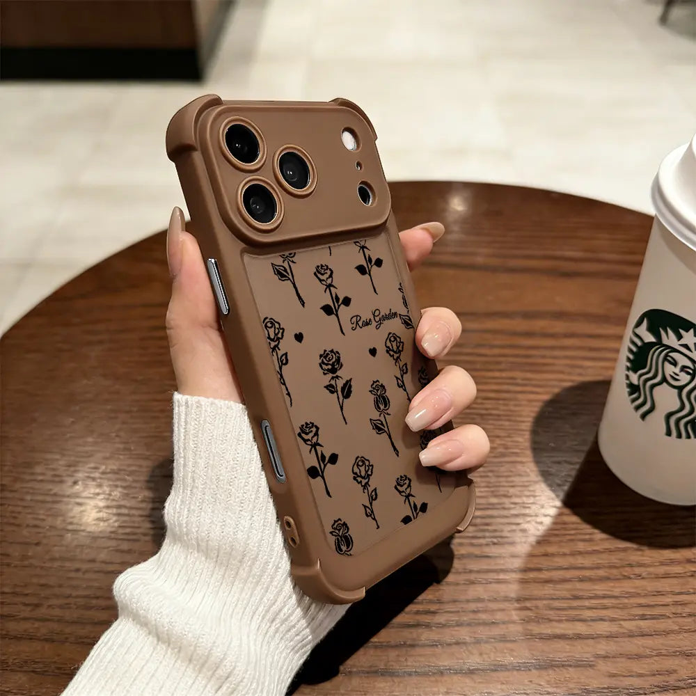 Rose Garden Phone Case Elegant Floral Print Design Compatible with Iphone 17 Pro Max 16 Pro Max 15 Pro 14 13 12 11 Series Simple Color Matching