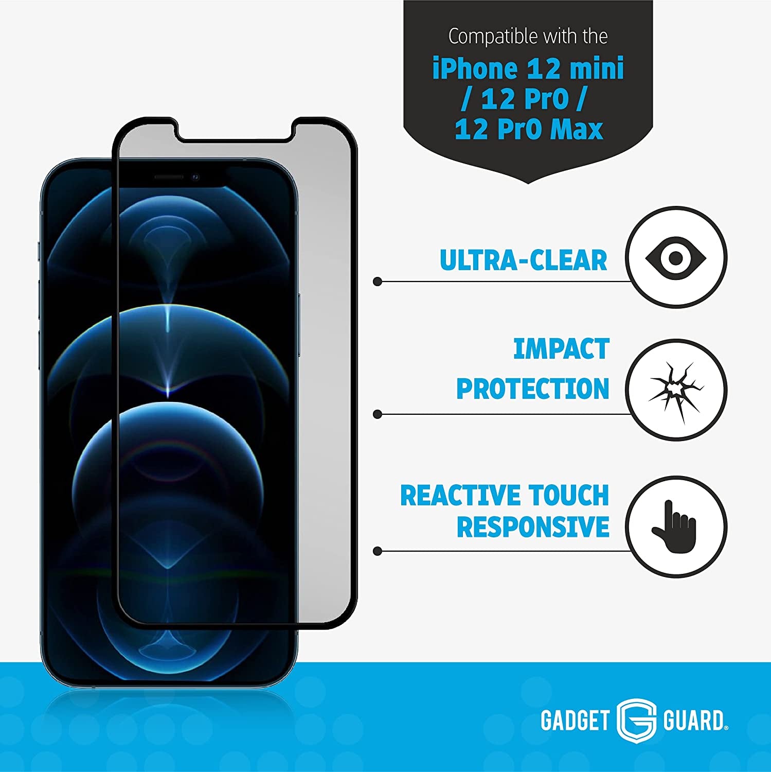 Premium Tempered Glass Screen Protector for iPhone 12 Pro Max - Includes $150 Guardplus Insurance, Ultimate Impact & Scratch Defense, Effortless Installation