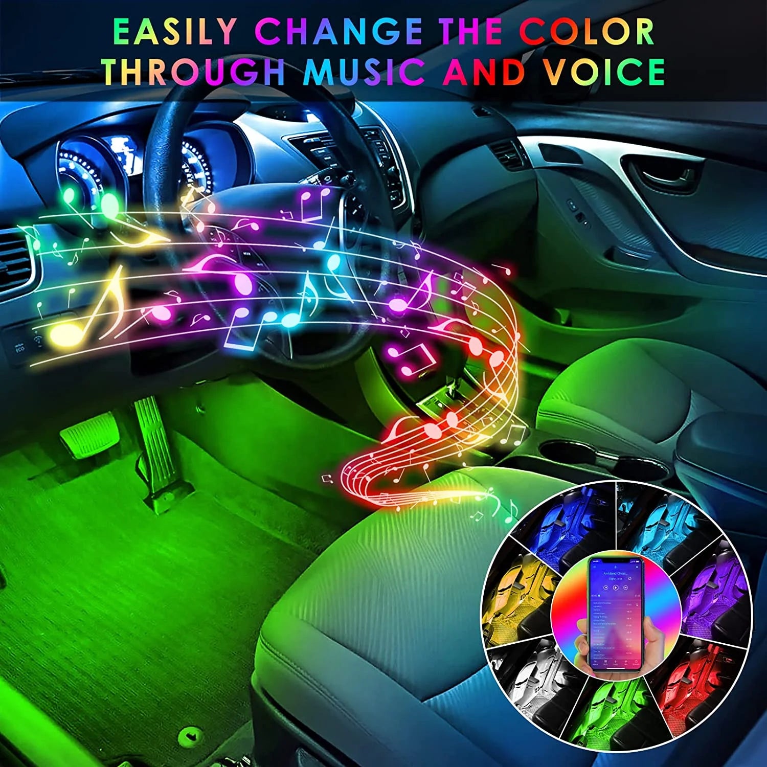 Transform your ride with our 4 Pcs Multi-Color LED Car Light Strips! 🎶✨ Sync with your music and control via app for the ultimate vibe! 🚗💡 #CarGlow #InteriorLighting