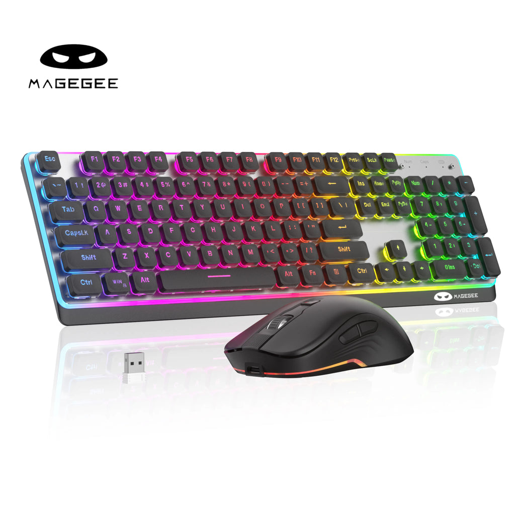 MAGEGEE TS97 Wireless Keyboard & Mouse Combo, RGB Backlit, ABS Shine-Though Keycaps, Silent Typing, Fully Compatible with Win/Macos System for Gaming / Office.