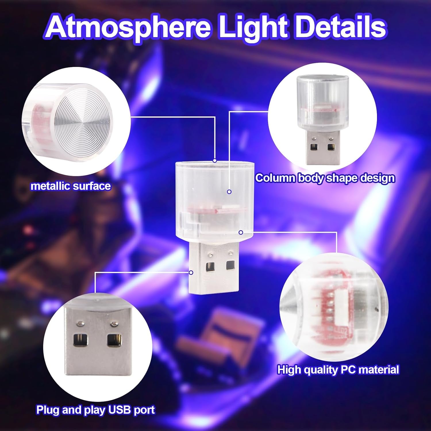Transform Your Ride with These Colorful USB LED Car Interior Night Lights! 🚗✨ 2-Pc Set for a Cozy Vibe Anywhere!