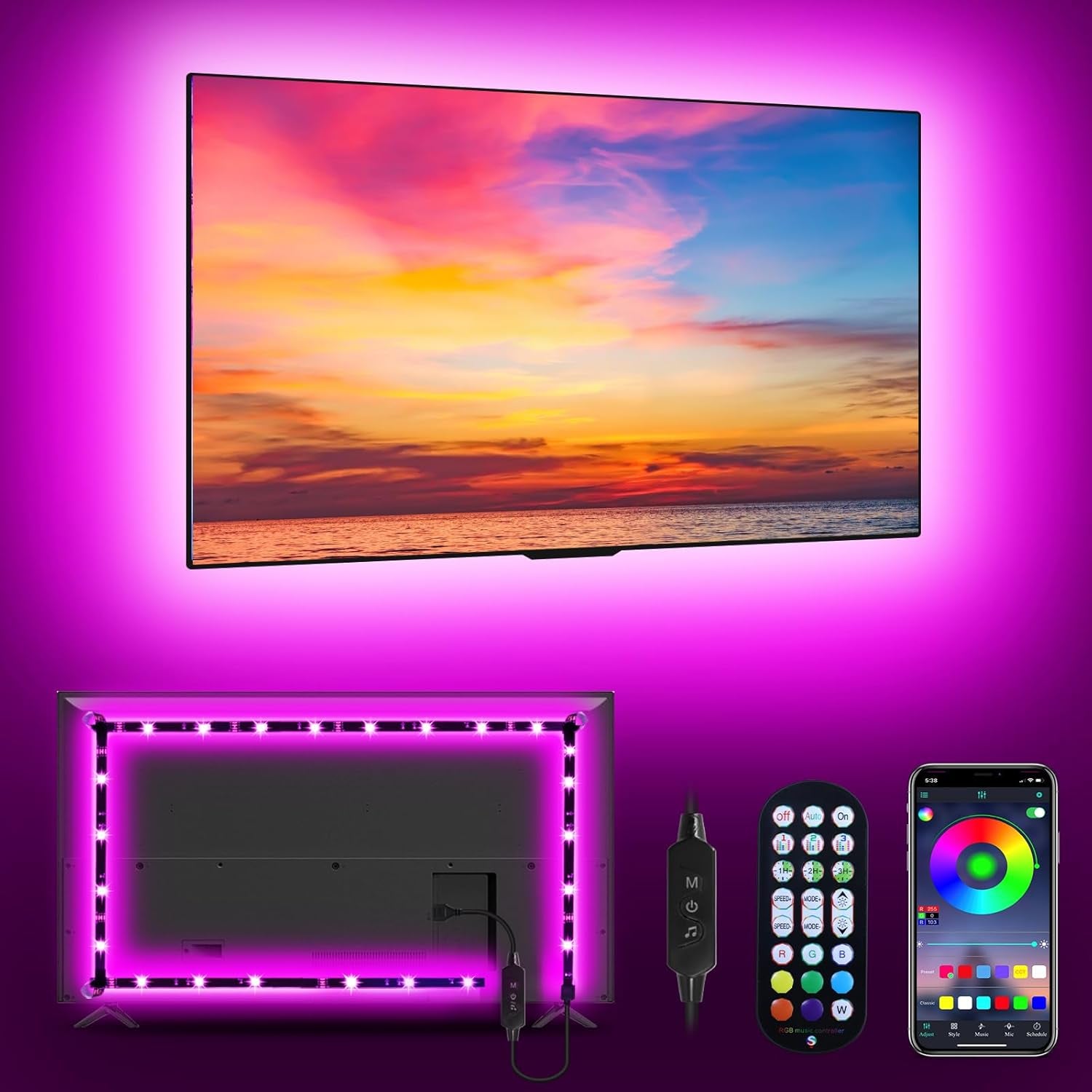 Transform Your TV Experience with 9.84Ft RGB LED Strip Lights! 🎉✨ Perfect for Gaming & Home Décor! Control with Your Phone & Sync to Music! 📱🎶