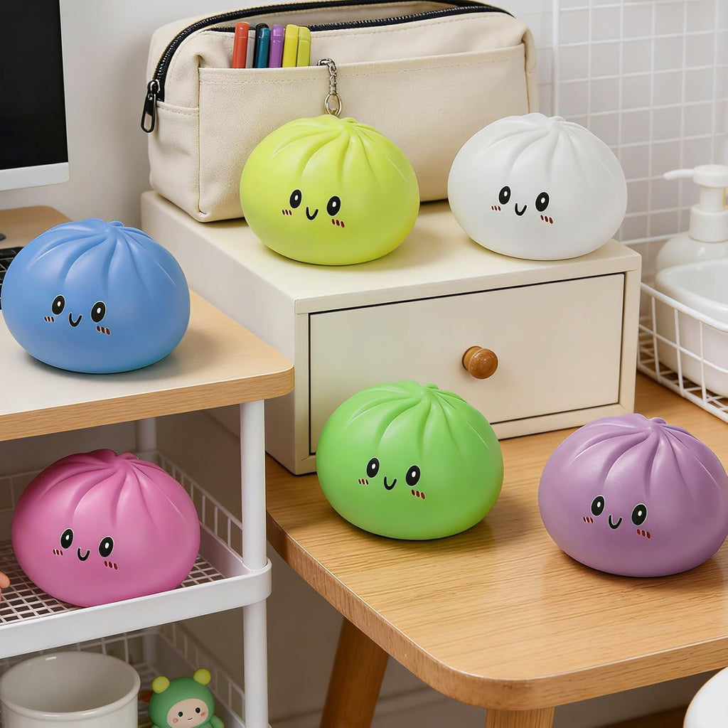 Dumplings Squishy Mystery Mini Dumplings Squishy Stress Balls Fidget Sensory Toy Soft Squeeze Decompression Dough (Pink)