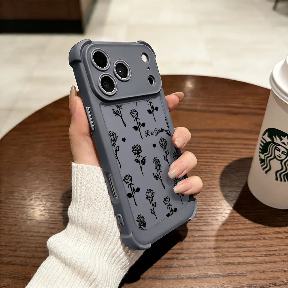 Rose Garden Phone Case Elegant Floral Print Design Compatible with Iphone 17 Pro Max 16 Pro Max 15 Pro 14 13 12 11 Series Simple Color Matching