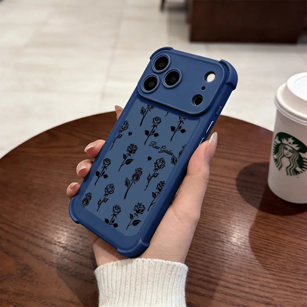 Rose Garden Phone Case Elegant Floral Print Design Compatible with Iphone 17 Pro Max 16 Pro Max 15 Pro 14 13 12 11 Series Simple Color Matching